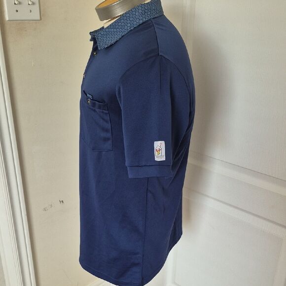 Fourmy Deep Blue Polo with Patterned Collar - Picture 5 of 16